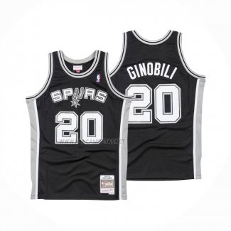 Camiseta San Antonio Spurs Manu Ginobili NO 20 Mitchell & Ness 2002-03 Negro