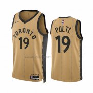 Camiseta Toronto Raptors Jakob Poltl NO 19 Ciudad 2023-24 Oro