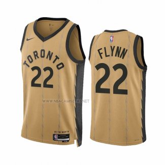 Camiseta Toronto Raptors Malachi Flynn NO 22 Ciudad 2023-24 Oro