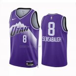 Camiseta Utah Jazz Brice Sensabaugh NO 8 Ciudad 2023-24 Violeta