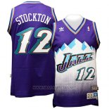 Camiseta Utah Jazz John Stockton NO 12 Retro Violeta