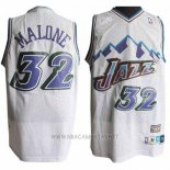 Camiseta Utah Jazz Karl Malone NO 32 Retro Blanco