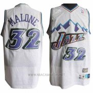 Camiseta Utah Jazz Karl Malone NO 32 Retro Blanco