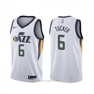 Camiseta Utah Jazz Rayjon Tucker NO 6 Association Edition Blanco