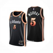 Camiseta Atlanta Hawks Dejounte Murray NO 5 Ciudad 2022-23 Negro