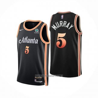 Camiseta Atlanta Hawks Dejounte Murray NO 5 Ciudad 2022-23 Negro