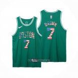 Camiseta Boston Celtics Jaylen Brown NO 7 75th Bandera Edition Verde