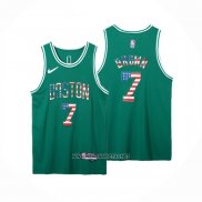 Camiseta Boston Celtics Jaylen Brown NO 7 75th Bandera Edition Verde