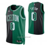 Camiseta Boston Celtics Jayson Tatum NO 0 Split Negro Verde