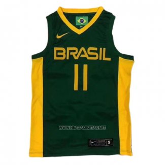 Camiseta Brasil Anderson Varejao NO 11 2019 FIBA Baketball World Cup Verde