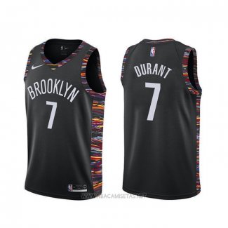 Camiseta Brooklyn Nets Kevin Durant NO 7 Ciudad Negro
