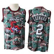 Camiseta Camuflaje Toronto Raptors Kawhi Leonard NO 2 Verde