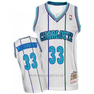 Camiseta Charlotte Hornets Alonzo Mourning NO 33 Retro Blanco