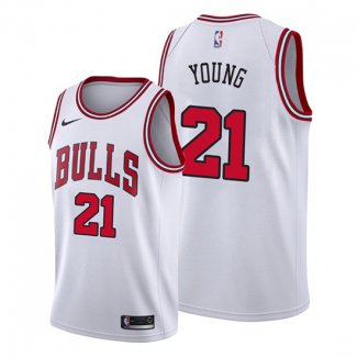Camiseta Chicago Bulls Thaddeus Young NO 21 Association Blanco