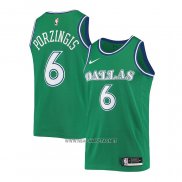 Camiseta Dallas Mavericks Kristaps Porzingis NO 6 Hardwood Classic 2020-21 Verde