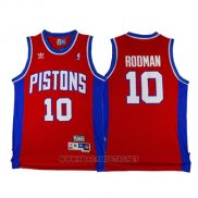 Camiseta Detroit Pistons Dennis Rodman NO 10 Retro Rojo