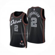 Camiseta Detroit Pistons Jared Cunningham NO 2 Ciudad 2024-25 Negro