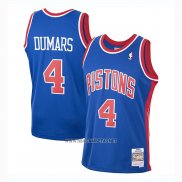 Camiseta Detroit Pistons Joe Dumars NO 4 Mitchell & Ness 1988-89 Azul
