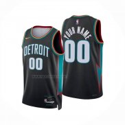 Camiseta Detroit Pistons Personalizada Ciudad 2025-26 Negro