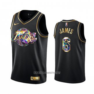 Camiseta Golden Edition Los Angeles Lakers Lebron James NO 6 2021-22 Negro