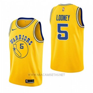 Camiseta Golden State Warriors Kevon Looney NO 5 Hardwood Classic 2018-19 Amarillo