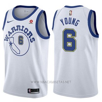 Camiseta Golden State Warriors Nick Young NO 6 Hardwood Classic 2017-18 Blanco