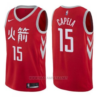Camiseta Houston Rockets Clint Capela NO 15 Ciudad 2017-18 Rojo