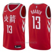 Camiseta Houston Rockets James Harden NO 13 Ciudad 2017-18 Rojo