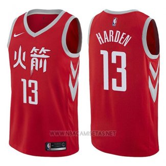 Camiseta Houston Rockets James Harden NO 13 Ciudad 2017-18 Rojo