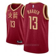 Camiseta Houston Rockets James Harden NO 13 Ciudad 2018-19 Rojo
