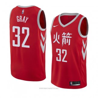 Camiseta Houston Rockets Rob Gris NO 32 Ciudad 2018 Rojo