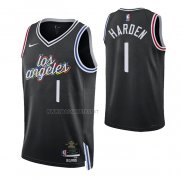 Camiseta Los Angeles Clippers James Harden NO 1 Ciudad Negro