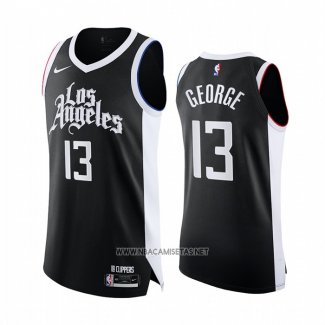 Camiseta Los Angeles Clippers Paul George NO 13 Ciudad 2020-21 Autentico Negro