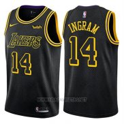 Camiseta Los Angeles Lakers Brandon Ingram NO 14 Ciudad 2018 Negro