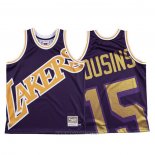 Camiseta Los Angeles Lakers Demarcus Cousins NO 15 Mitchell & Ness Big Face Violeta