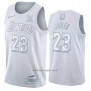 Camiseta Los Angeles Lakers LeBron James NO 23 MVP Blanco