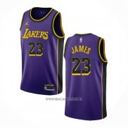 Camiseta Los Angeles Lakers LeBron James NO 23 Statement 2022-23 Violeta