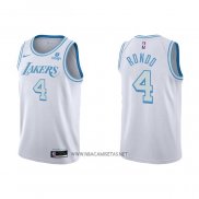 Camiseta Los Angeles Lakers Rajon Rondo NO 4 Ciudad 2021-22 Blanco