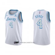 Camiseta Los Angeles Lakers Rajon Rondo NO 4 Ciudad 2021-22 Blanco