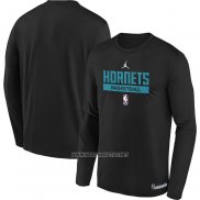 Camiseta Manga Larga Charlotte Hornets Practice Performance 2022-23 Negro