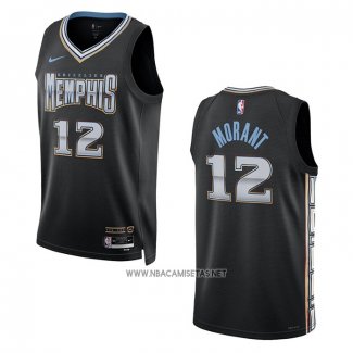 Camiseta Memphis Grizzlies Ja Morant NO 12 Ciudad 2022-23 Negro