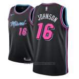 Camiseta Miami Heat James Johnson NO 16 Ciudad 2018-19 Negro
