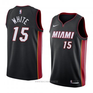 Camiseta Miami Heat Okaro White NO 15 Icon 2018 Negro