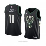 Camiseta Milwaukee Bucks Brook Lopez NO 11 Statement 2018 Negro