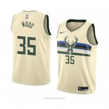 Camiseta Milwaukee Bucks Christian Wood NO 35 Ciudad 2018 Crema