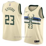 Camiseta Milwaukee Bucks Ersan Ilyasova NO 23 Ciudad 2018 Crema