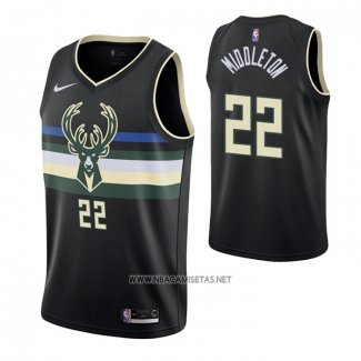 Camiseta Milwaukee Bucks Khris Middleton NO 22 Statement 2020 Negro