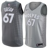 Camiseta Minnesota Timberwolves Taj Gibson NO 67 Ciudad 2018 Gris