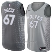 Camiseta Minnesota Timberwolves Taj Gibson NO 67 Ciudad 2018 Gris