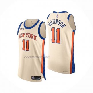 Camiseta New York Knicks Jalen Brunson NO 11 Ciudad Authentic 2025-26 Crema